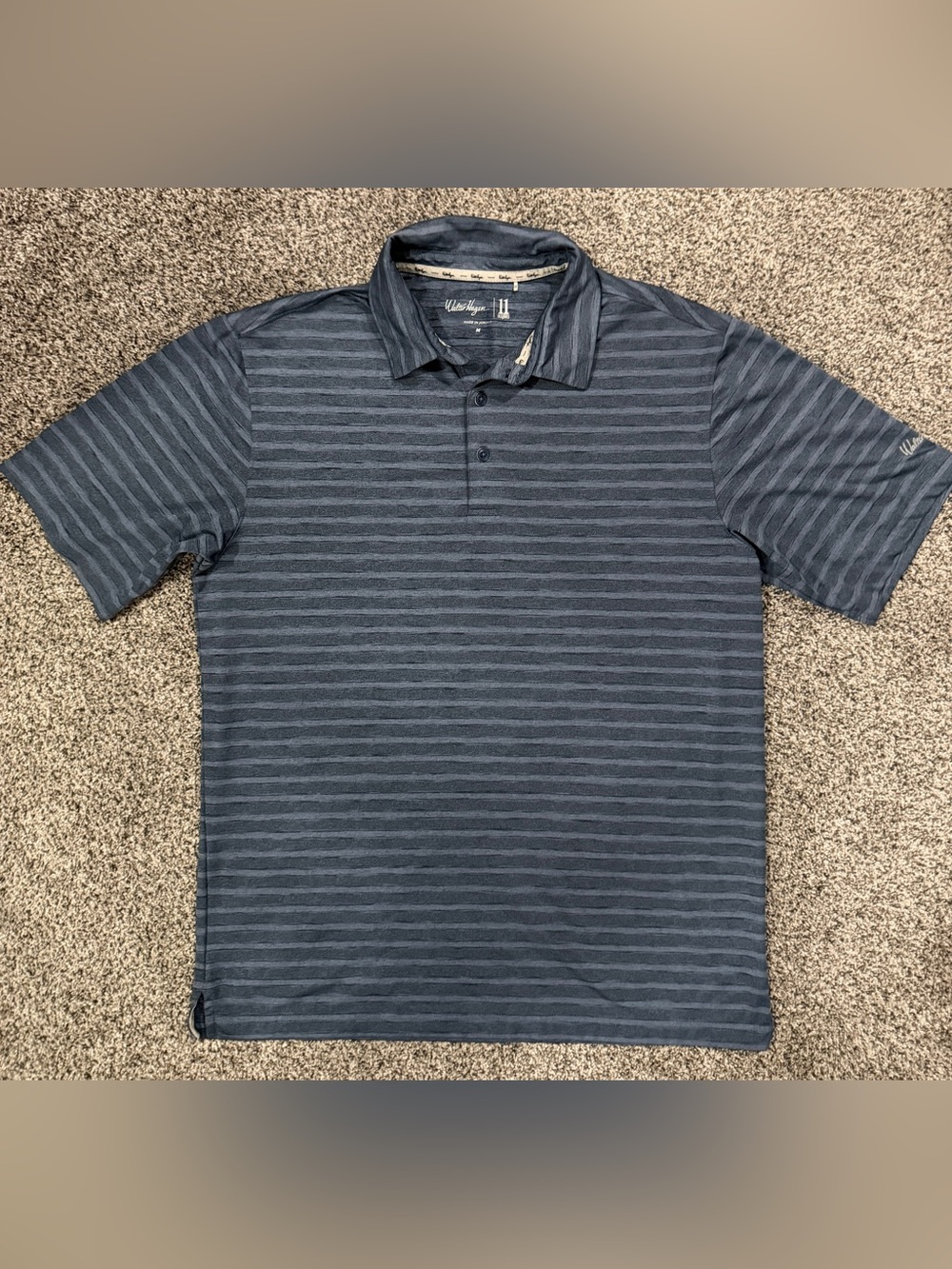 Walter Hagen Golf Polo Shirt Mens Medium Gray Horizontal stripe